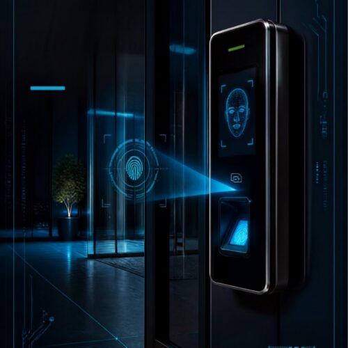 Biometric face and fingerprint access control reader